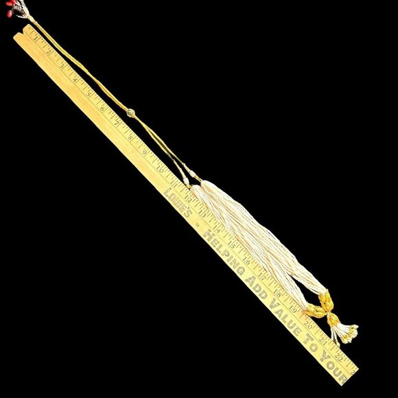 Indian Jewelry Lariat Tassel Necklace with Faux Mini Pearls accented with Leaf D - Picture 8 of 8